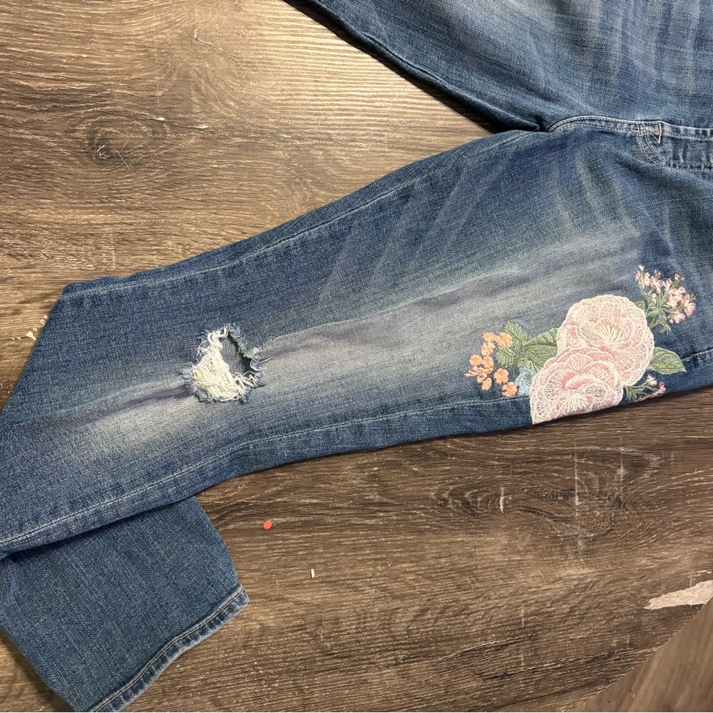 7 for all Mankind Women’s Blue Embroidered Skinny Jeans Size 27 - Picture 4 of 10